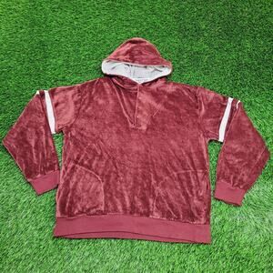 Vintage 80s MOD Velour Hooded Sweater Large 22x24 Cropped